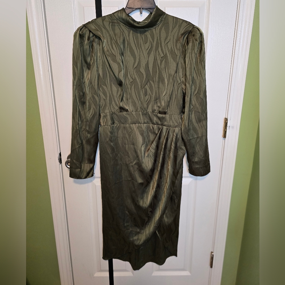 Ronny Kobo Collection Olive Long Sleeve Dress 10 Wrap Bottom - Picture 2 of 8
